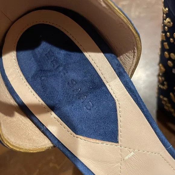 ELIE SAAB Women's Slingback Block Heel Sandal Size EU 38 In Blue - Picture 6 of 9